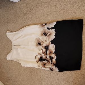 Tan and black floral sleeveless dress size 12